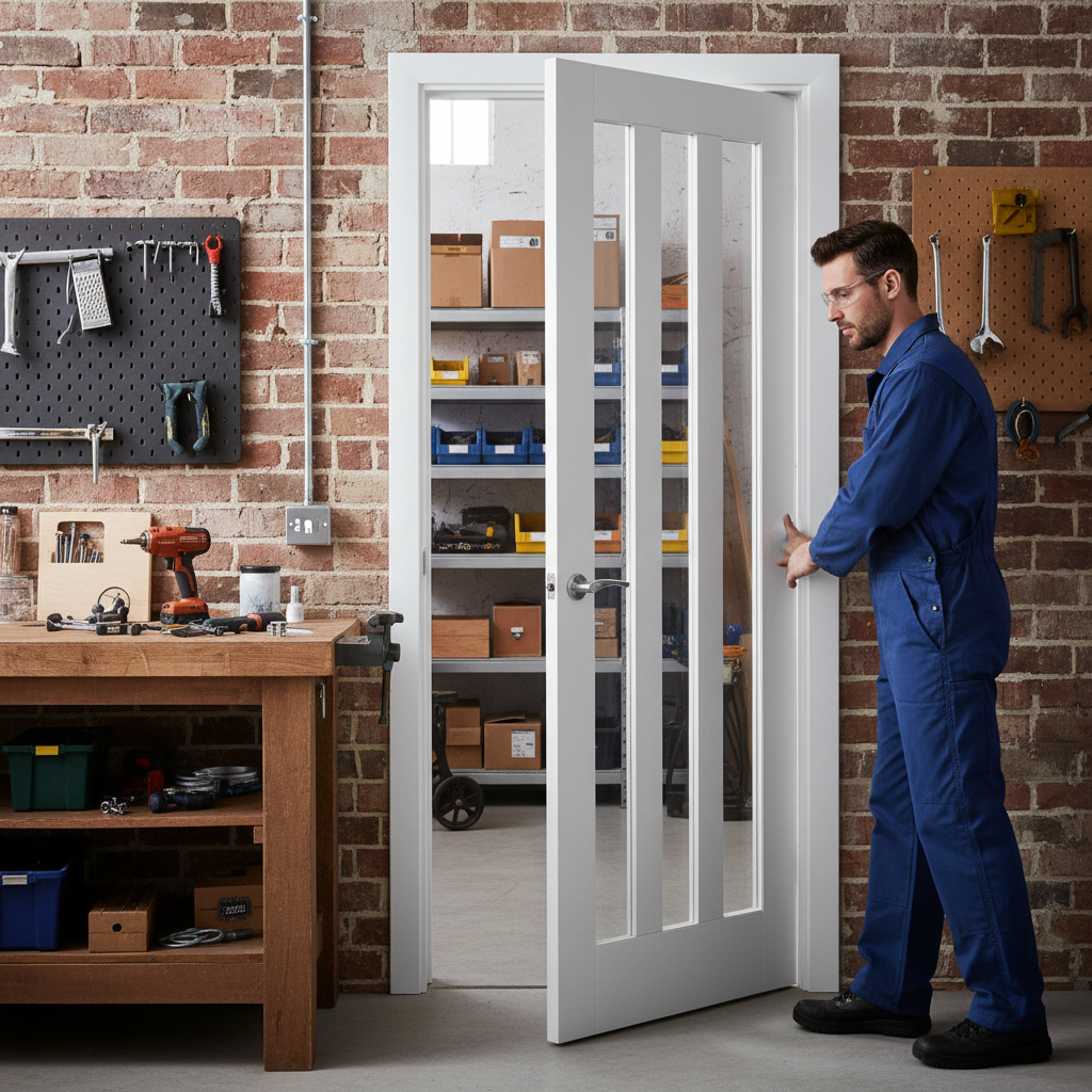 Premium Internal White Door with 3 Clear Glass Panes, Solid Core Construction, and Easy Trimming Options