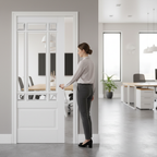 Professional Solid White Pocket Door Set with Bevelled Glazed Panels and Galvanised Steel Frame - Ideal for Home Aesthetic and Functionality
