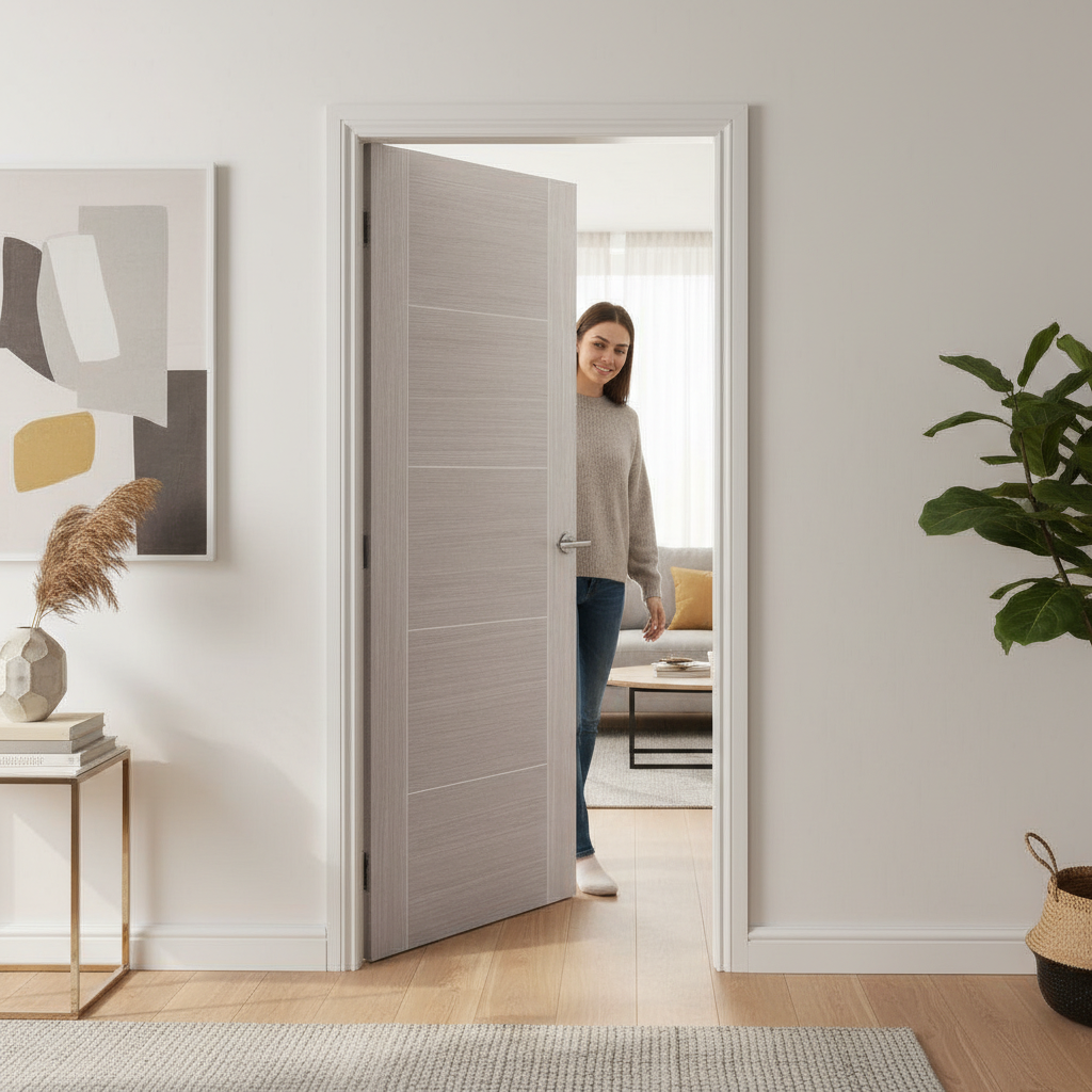 Premium Light Grey Internal Door with Engineered Construction and Modern Design Features