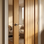 Internal Oak Door Unfinished with 1 Light Clear Offset Glass - detail view