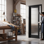 Premium Reeded Glazed Pocket Door Set with Adjustable Frame and Soft Closing Mechanism