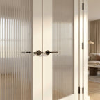Internal White Double Door with 1 Light Reeded Glass, Primed Finish - detail view