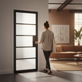 Premium 5L Glazed Industrial Style Interior Door with Safety Glass and Solid Frame for Contemporary Spaces