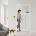 Premium White Primed Internal Pocket Door Set with 1930s Design, Obscure Glass Panel, and Space-Saving Functionality