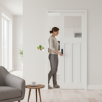Premium White Primed Internal Pocket Door Set with 1930s Design, Obscure Glass Panel, and Space-Saving Functionality
