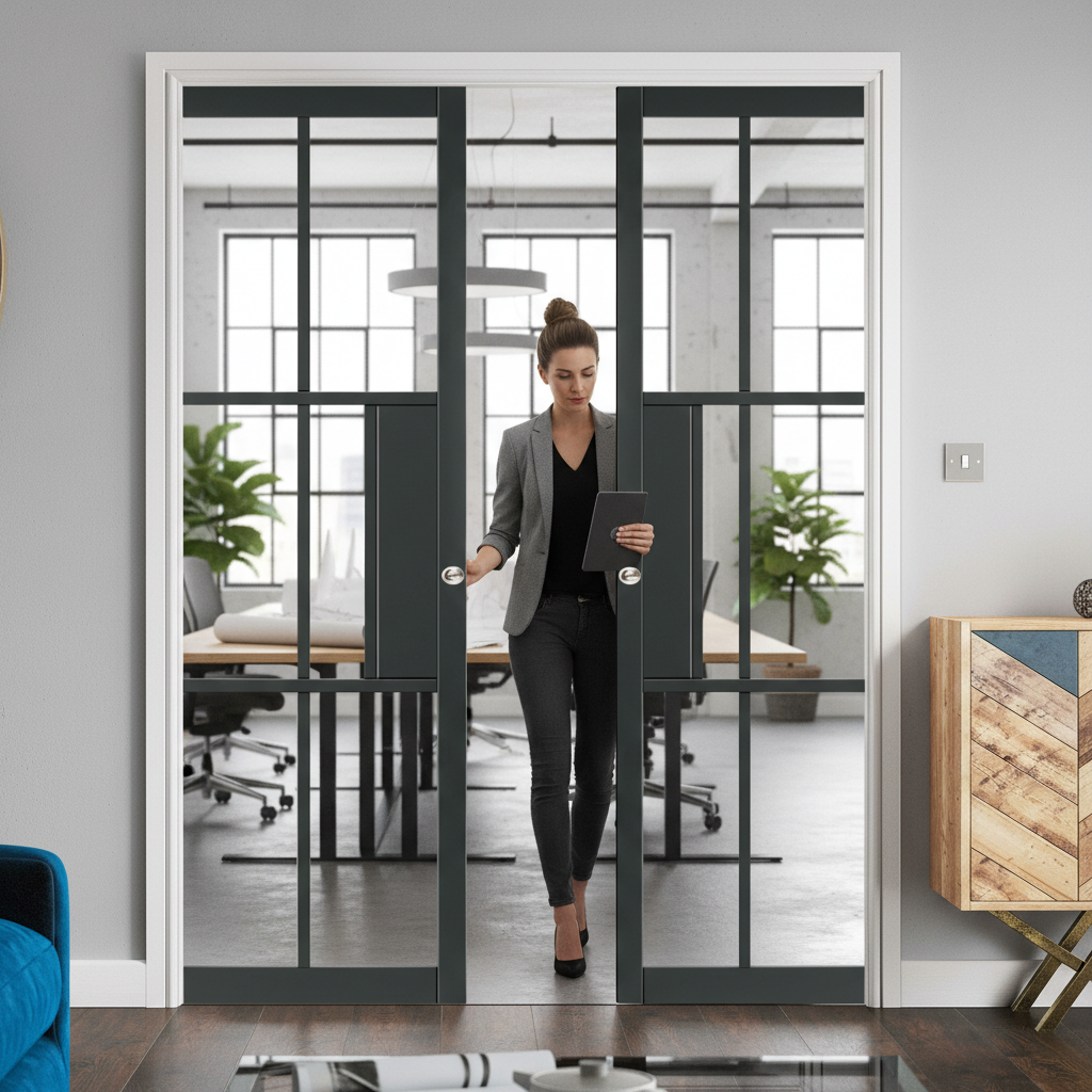 Premium Double Pocket Door Set with Galvanised Steel Frame and Adjustable Jambs for Easy Installation