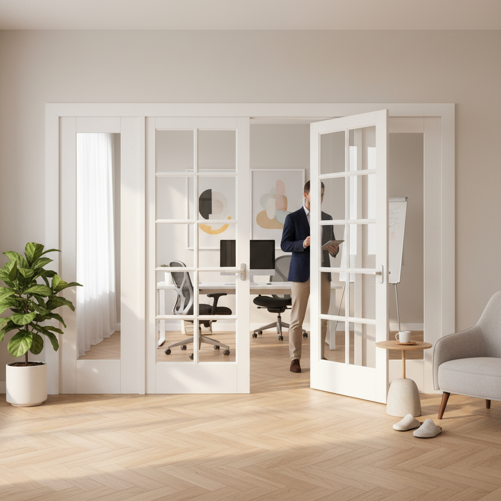 Premium Internal Room Divider Set with Clear Glass Panels and White Primed Frame for Stylish Home Separation