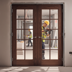Premium Custom Made Internal Walnut Fire Door Pair FD30 Certified for Safety and Durability