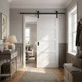 White Internal Sliding Door - Primed Finish, 4 Panel Shaker Design