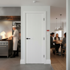 Premium White Fluted Fire Door with Solid Core Construction and 30-Minute Fire Rating