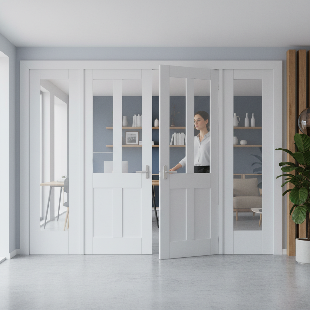 Premium Internal Victorian Room Divider Set with Obscure Glass Panels for Elegant Home Separation