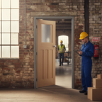 Premium 1930s Style Fire Door with Unfinished White Oak and Three Inset Panels for Custom Painting or Staining