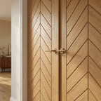 Internal Oak Door Fully Finished Chevron Double Design - detail view