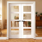 Internal French Door with 4 Light Obscure Glass, White Primed, Solid Core - detail view