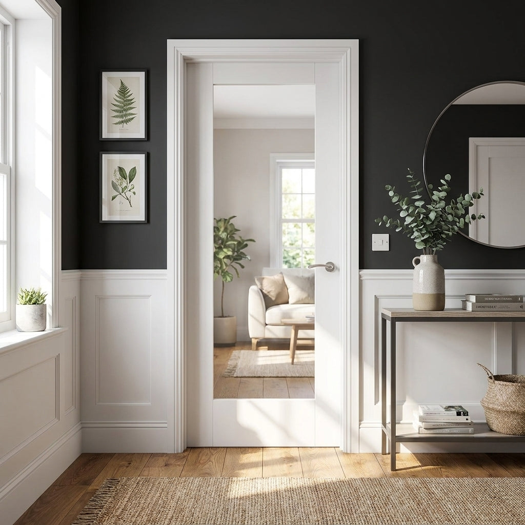 Internal White Door, Primed Finish, Pattern 10 Design with Obscure Glass