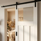 Internal White Sliding Door with 3 Panel Design and 1 Light Obscure Glass - detail view