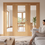 Premium Solid Room Divider with Recessed Panel and Glazed Side Panels - Custom Sizes Available