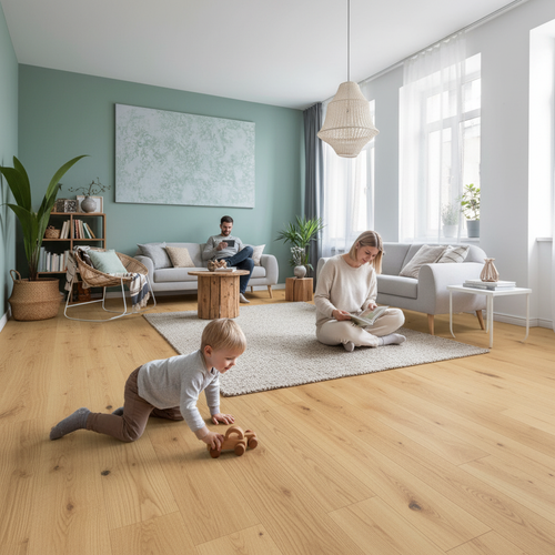 Premium 14mm Light Brushed 5G Click Engineered Real Wood Flooring - Natural Oak Finish for Timeless Elegance and Durability