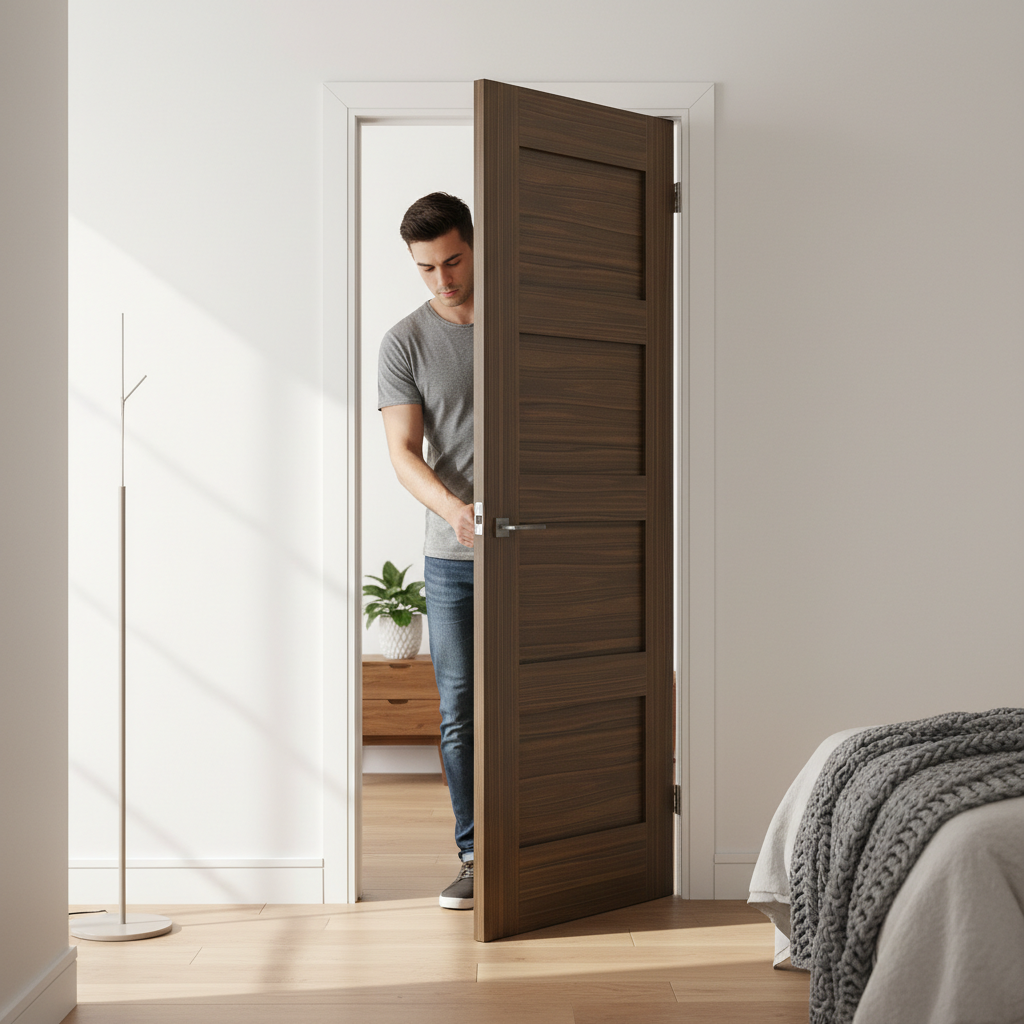 Premium Walnut Shaker Internal Door Fully Finished - Stylish Flat Panel Design for Modern Interiors