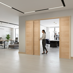 Premium Contemporary Telescopic 4 Door Pocket Door System with Oak Finish and Full Wooden Jamb Kit