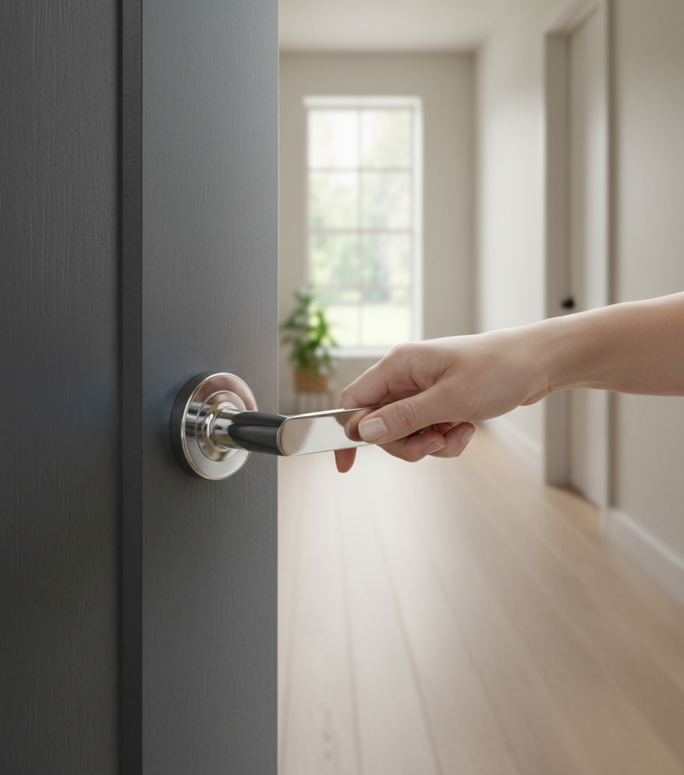 Premium Edge Lever on Round Rose with Part Screw for Enhanced Security and Durability