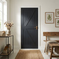 Fully Finished Black Internal Oak Barn Door with Solid Engineered Core