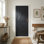 Fully Finished Black Internal Oak Barn Door with Solid Engineered Core