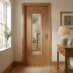 Internal Oak Door, Fully Finished, Clear Glass, Solid Engineered Core