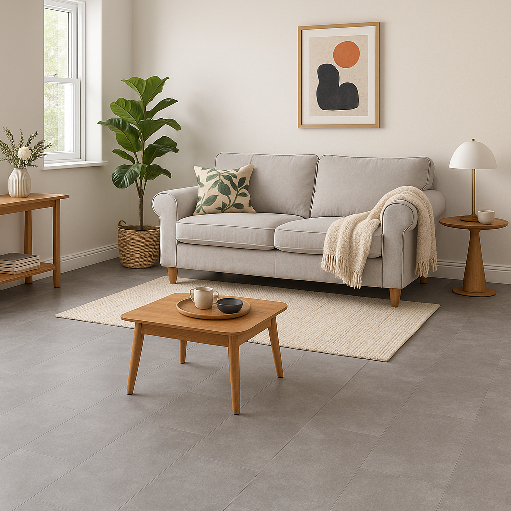 5mm Embossed Rigid Core LVT Flooring in Concrete Stone - Prime Plus