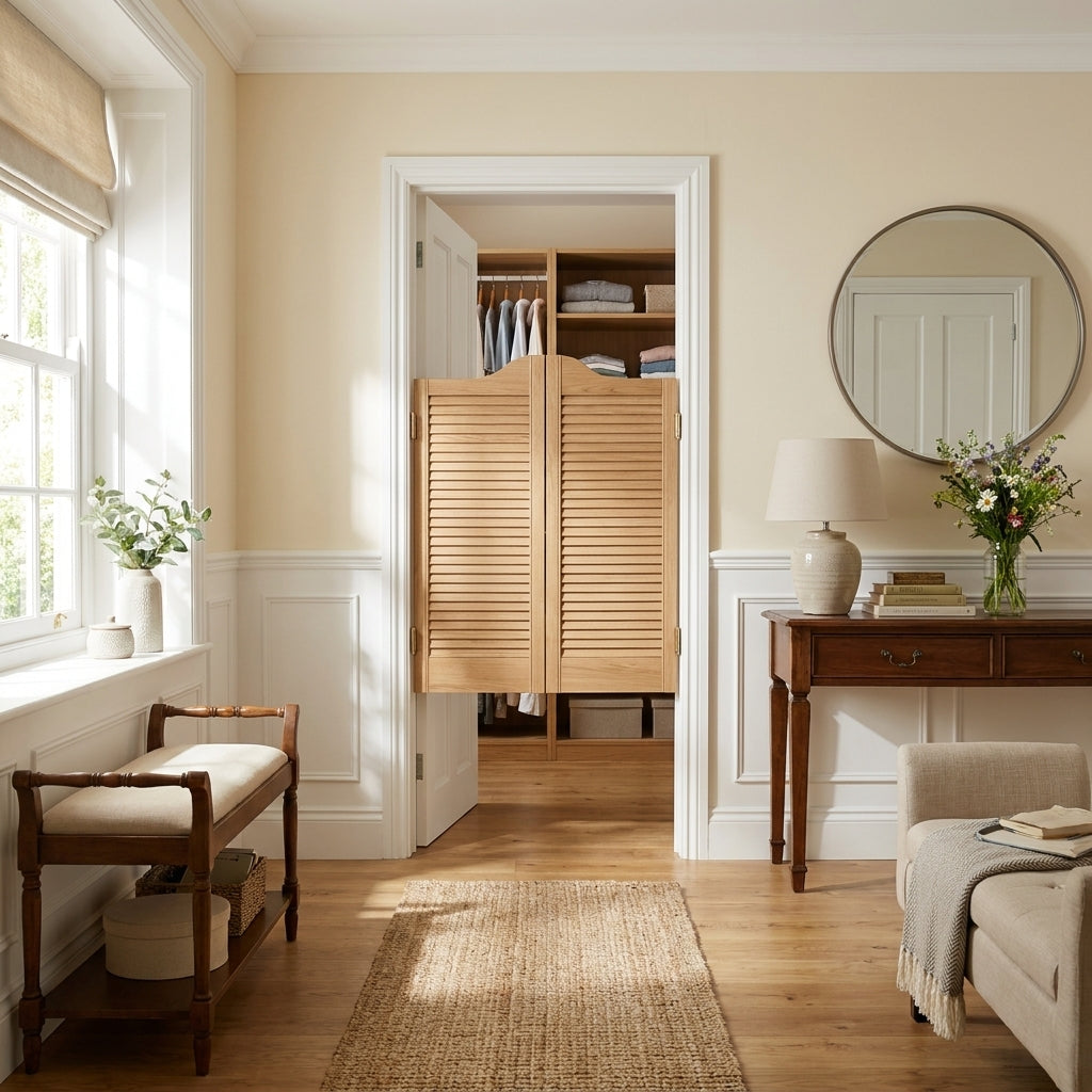 Internal Cafe Style Ranch Louvre Door Pair 28mm Clear Pine