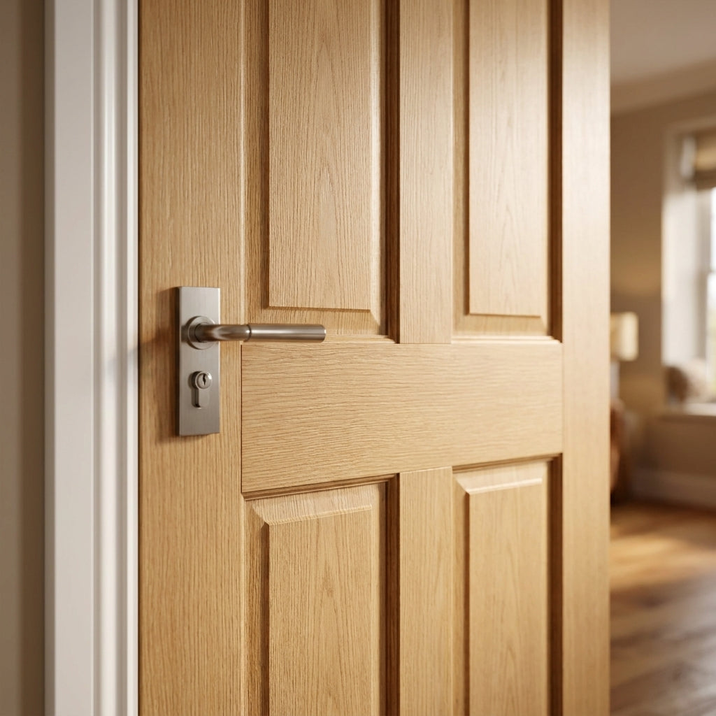 Internal Oak Door Made-to-Measure Unfinished Victorian 4 Panel Flat - detail view