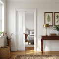 Internal Bi-Fold Door, White, Primed Finish, Victorian Shaker 4 Panel