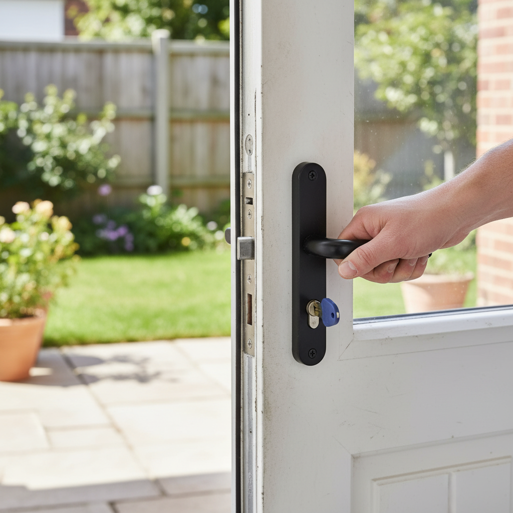 Premium External Back Door Lever Handle Set in Matt Black Finish for Enhanced Security and Modern Style - Image 2