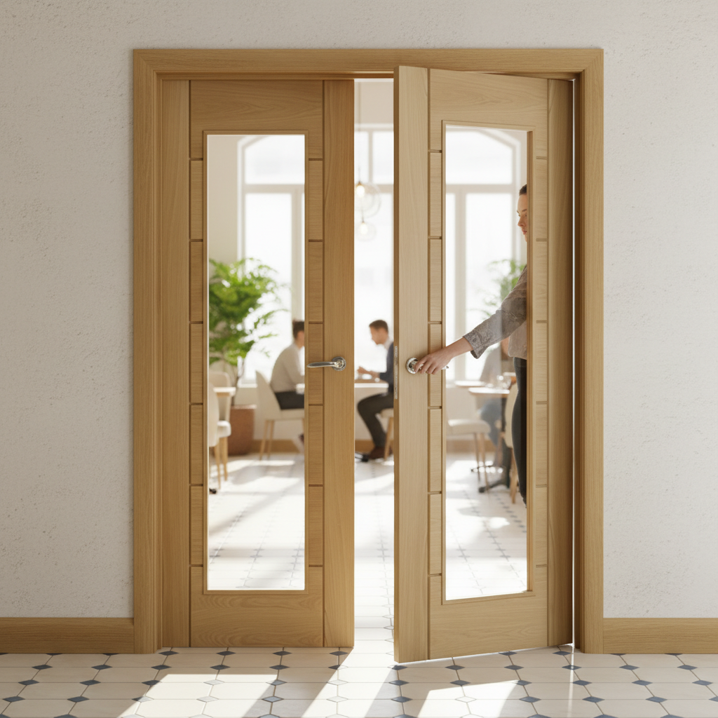 Premium Custom Made Oak French Doors with Clear Glass Panels for Enhanced Light and Style