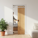 Premium Unfinished Oak Pattern 10 Single Panel Framed Pocket Door Set - Modern Design for Space-Saving Solutions