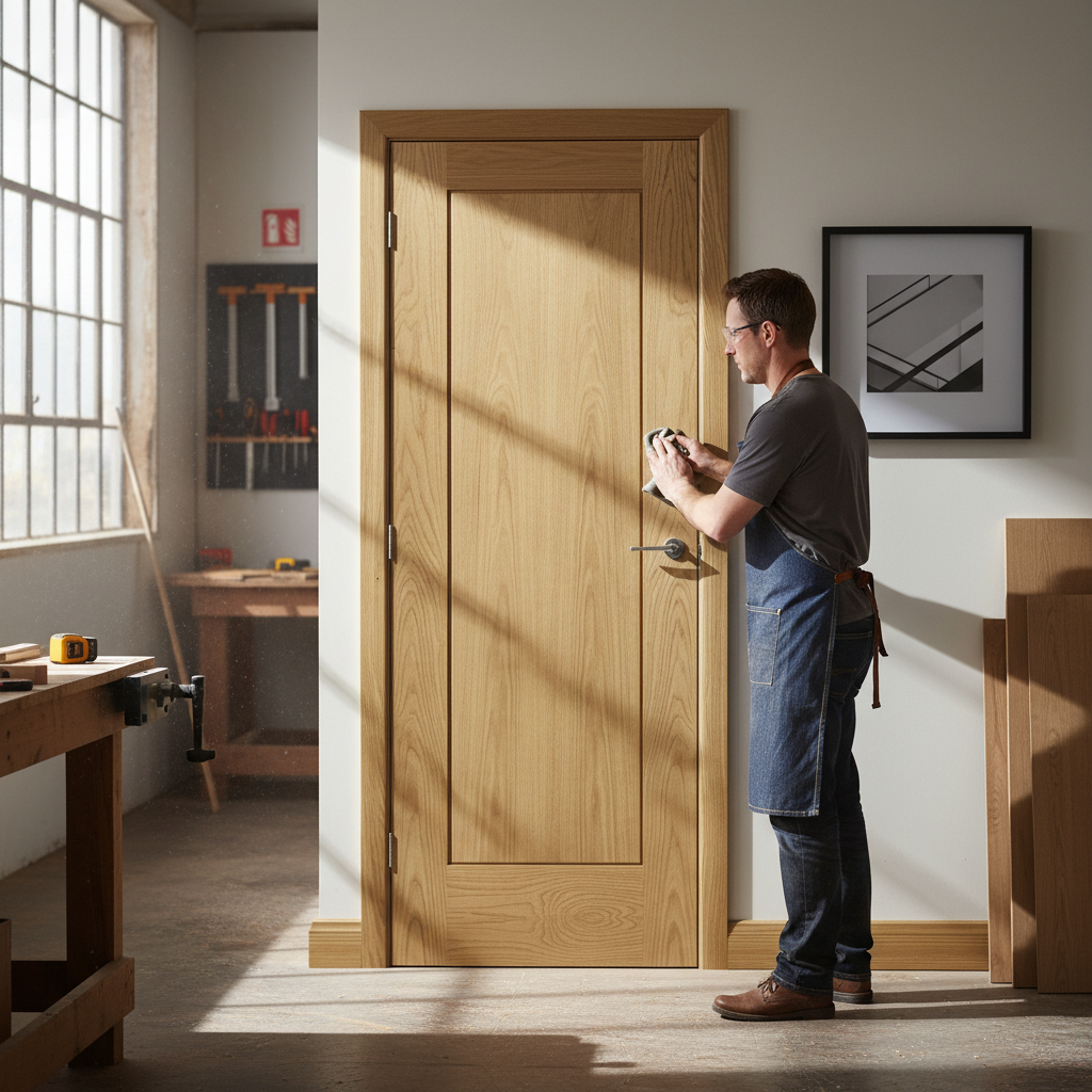 Premium Internal Oak Fully Finished Pattern 10 Door with Recessed Panel Design and A-Grade American White Oak Veneer