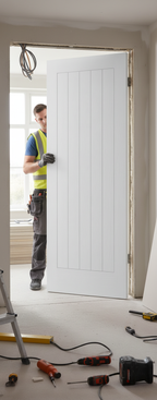 Premium Textured White Vertical 5 Panel Internal Door - Hollow Core with Fire Rated Option and 10-Year Guarantee