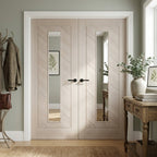 Internal Double Door with Clear Glass, Fully Finished, Ivory, Stockholm Style