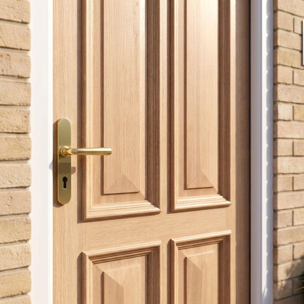 Unfinished External Hardwood Door with Hampstead Raised Mouldings - detail view
