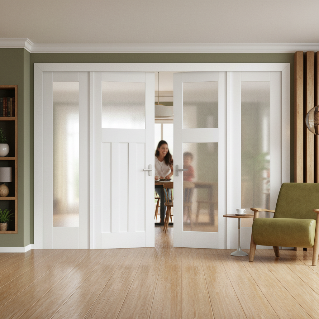 Premium Internal Sidelight Room Divider Set with Obscure Glass Panels and Pre-Primed Frame Kit for Elegant Spaces - Image 2