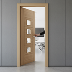 Premium Fully Finished Oak Internal Door with Clear Toughened Glass and Solid Core Construction