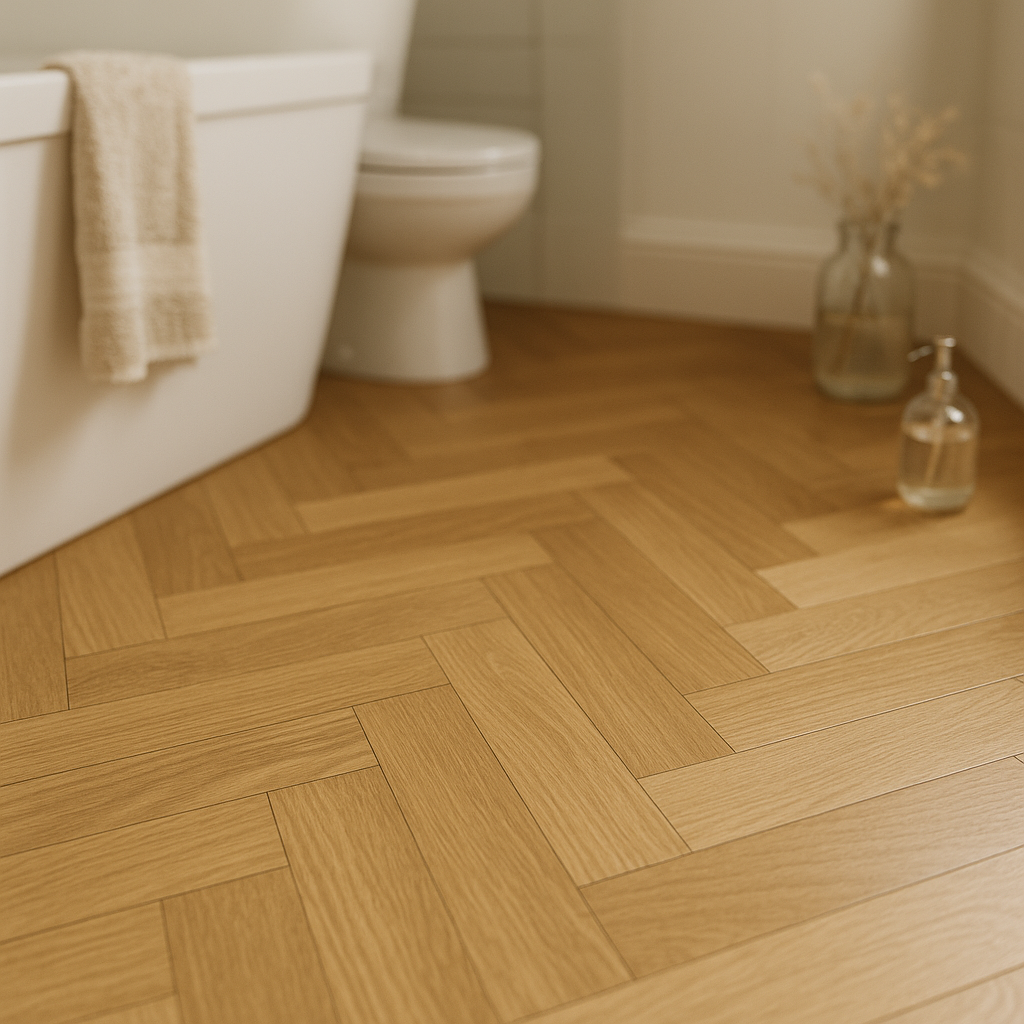 Engineered Oak Herringbone Flooring, Waterproof, UV Matt Finish, 625x125mm - detail view