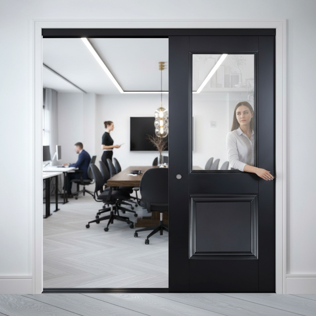 Premium Telescopic Pocket Door System with Glazed Panels and Professional Finish - Ideal for Luxury Spaces and Maximum Light