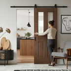 Premium Internal Fully Finished Victorian Sliding Door with Clear Glass Panels and Space-Saving Black Steel Track - Image 2