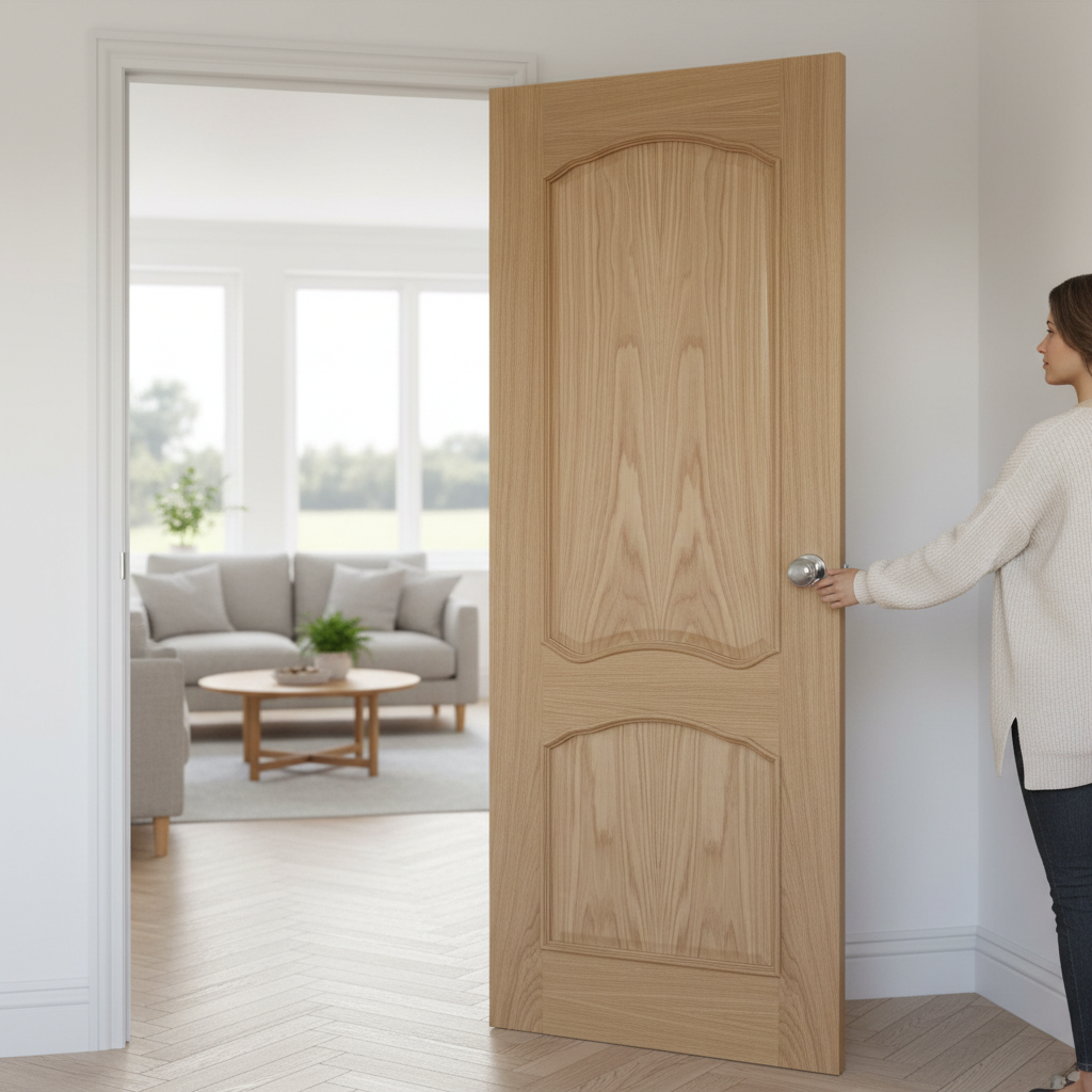 Premium Oak Internal Door with Raised Mouldings, A-Grade Veneer, and Engineered Construction for Durability