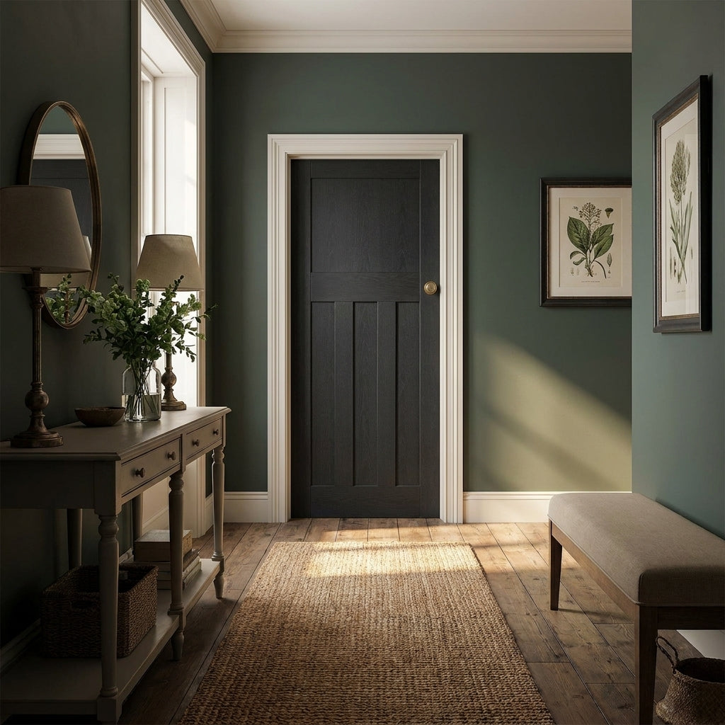 FD30 Fire Door Black Internal Fully Finished with Solid Engineered Core