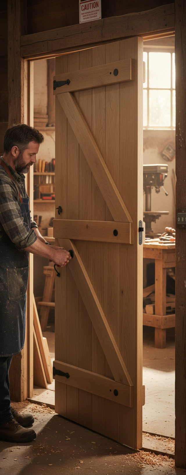 Premium Oak Ledged & Braced Door with Laminated Timber Core and Rustic Oak Veneer - 40mm Thickness for Cottages and Barn Conversions