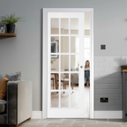 Premium Clear Glazed Pocket Door Set with 15 Panels, Galvanised Steel Frame, and Adjustable Jamb Options for Seamless Installation