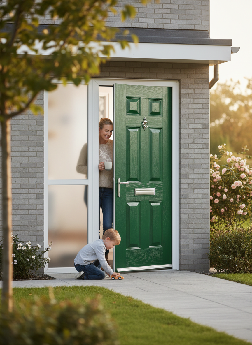 Premium External Fire Doorset with Sidelight - 30 Minute Fire Resistance, Durable GRP Solid-Core Design with Various Color Options