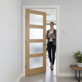 Premium Contemporary 4L Oak Internal Glazed Door with Frosted Glass for Modern Interiors